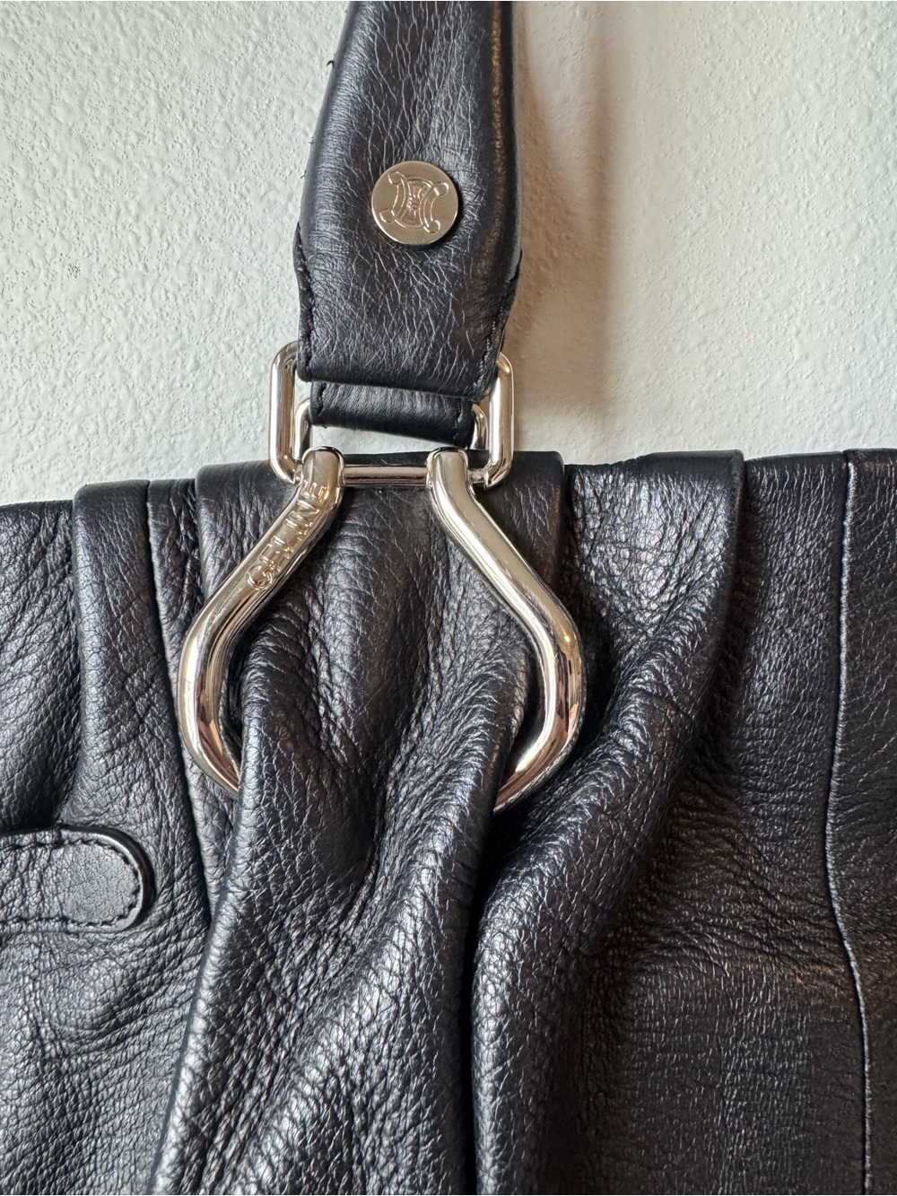 Celine Pillow Tote Black Leather Silver Hardware Phoebe Philo Era with COA - Picture 7 of 16